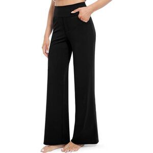 CL Convallaria  Wide Leg Trouser Yoga Pants Pockets High Waist Stretch Size L